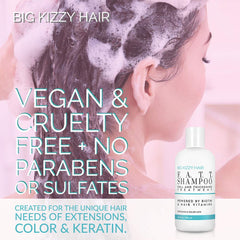Close-up of the shampoo label with biotin and ProVitamin B5 for nourished strands