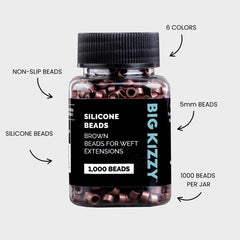 Big Kizzy silicone-lined beads protect natural hair during extension application.