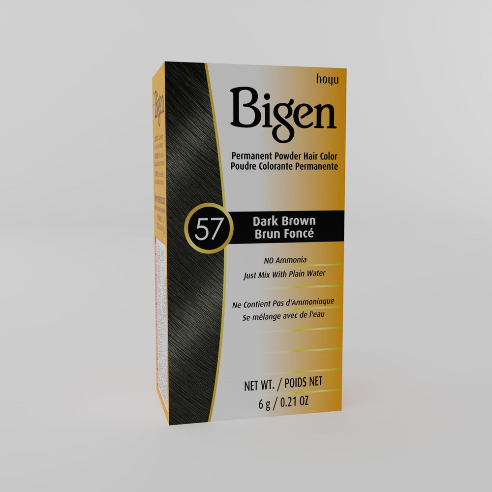 Bigen 57 dark brown powder ammonia-free formula label