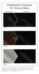 Bigen Oriental Black Powder yields a deep, natural-looking black color in finished hair
