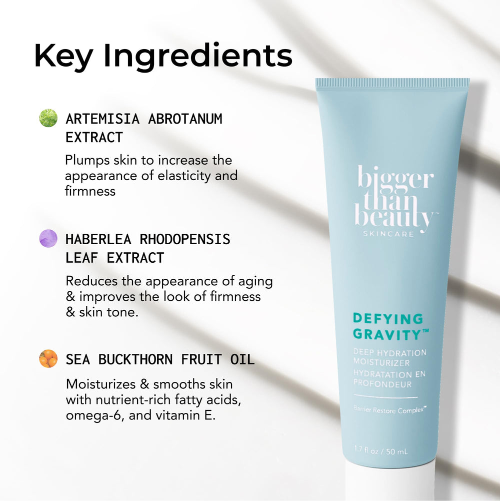 Bigger Than Beauty Defying Gravity biomimetic extracts support moisture balance