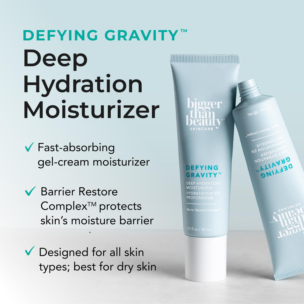 Bigger Than Beauty Defying Gravity texture swatch shows lightweight gel-cream feel