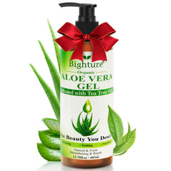 BIGHTURE Aloe Vera Gel bottle on vanity for daily skin refreshing and hydration