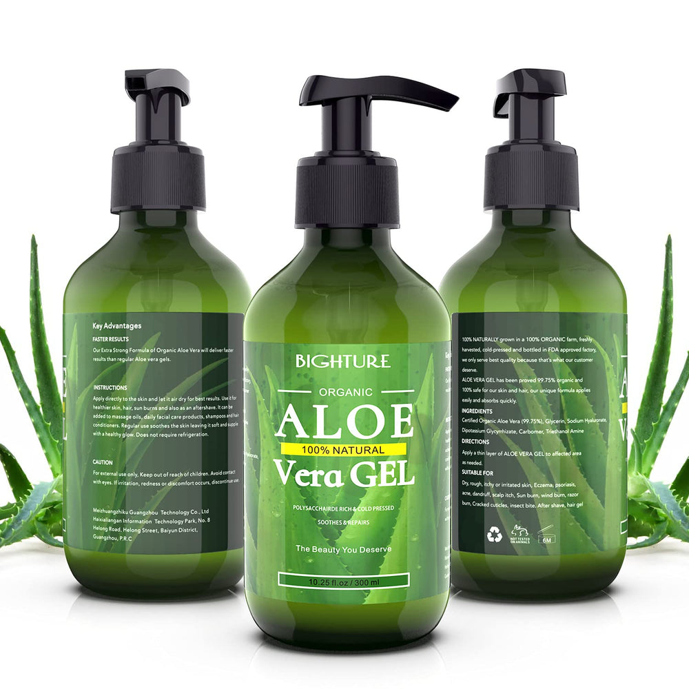 BIGHTURE Aloe Vera Gel on skin for elasticity and nourishment.