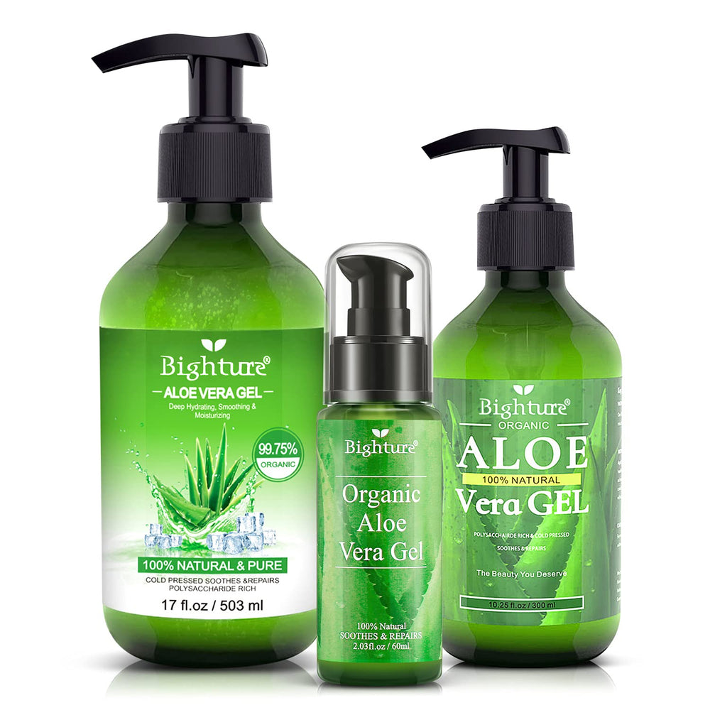 BIGHTURE Aloe Vera Gel on scalp to soothe itch and dandruff support.