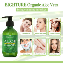 BIGHTURE Aloe Vera Gel on skin after sun exposure for gentle relief.