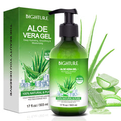 BIGHTURE Aloe Vera Gel for Face bottle close-up, providing pure hydration for radiant skin.