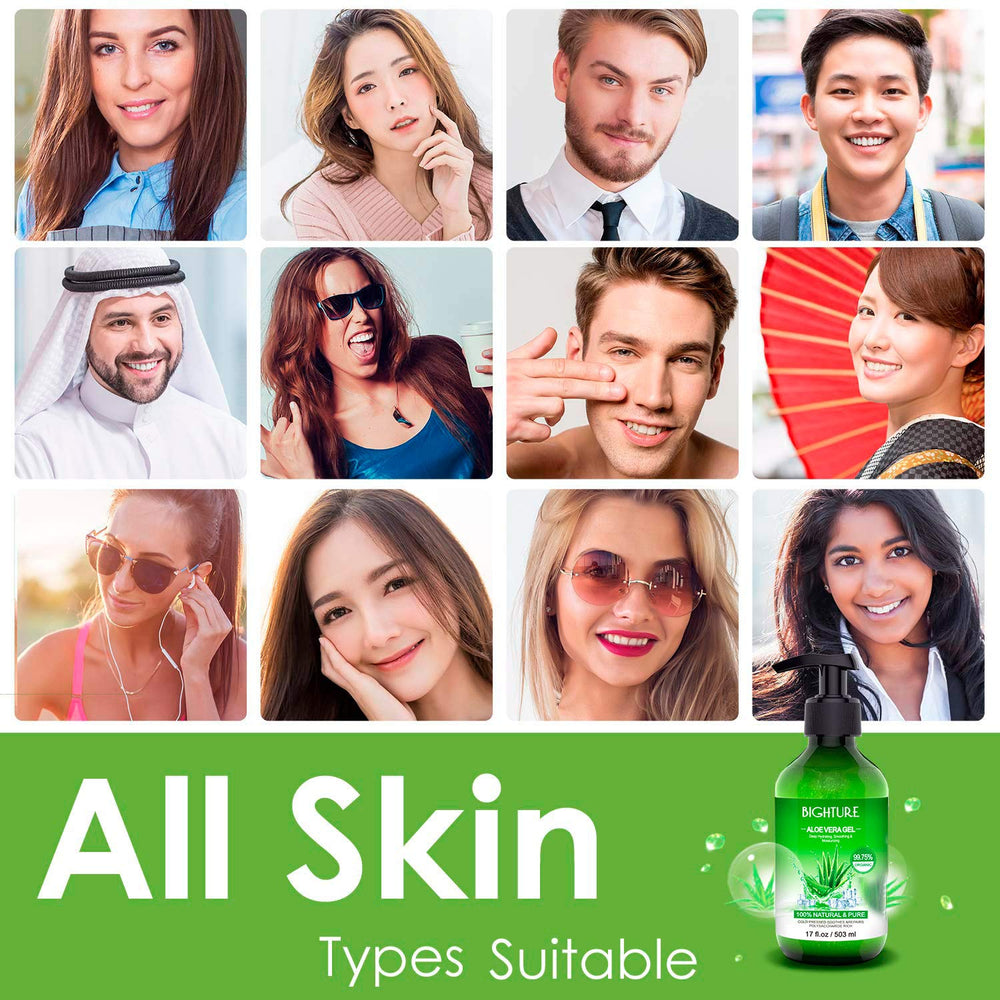 BIGHTURE Aloe Vera Gel texture close-up highlights soothing, cooling skin relief.