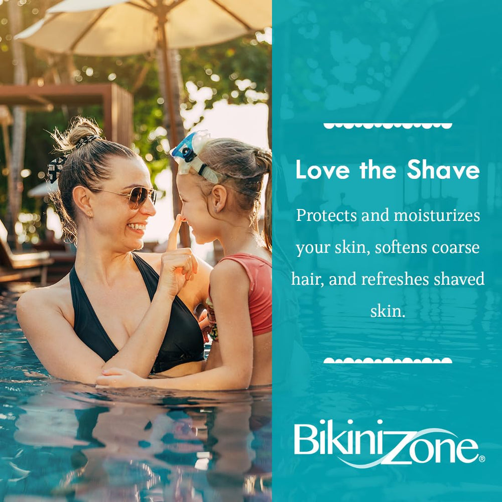 Bikini Zone anti-bump shave gel close-up suggests smooth glide on skin