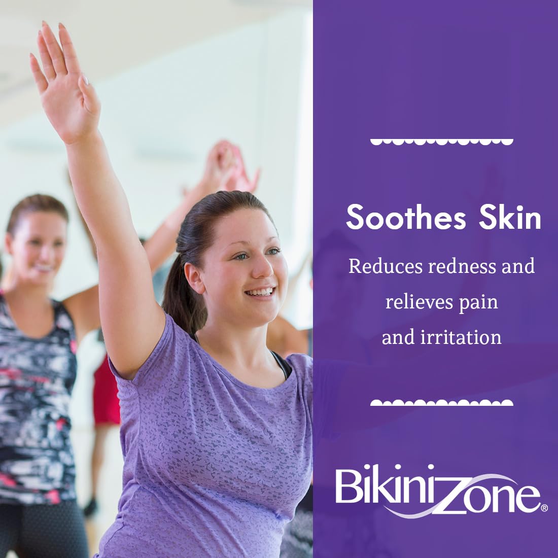 Close-up of Bikini Zone lidocaine crème label on 1 oz bottle