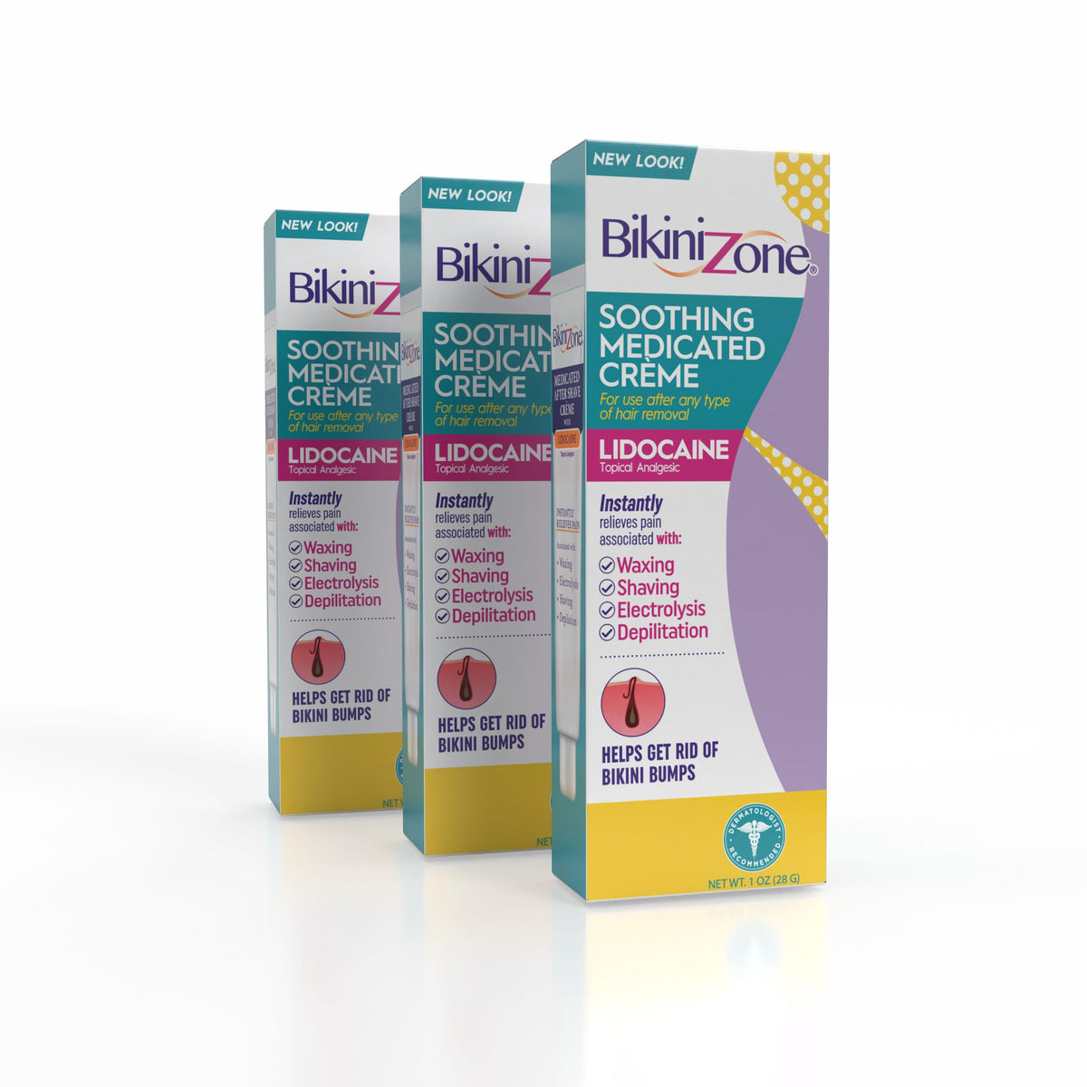 Bikini Zone medicated after shave crème in a lidocaine tube for quick relief