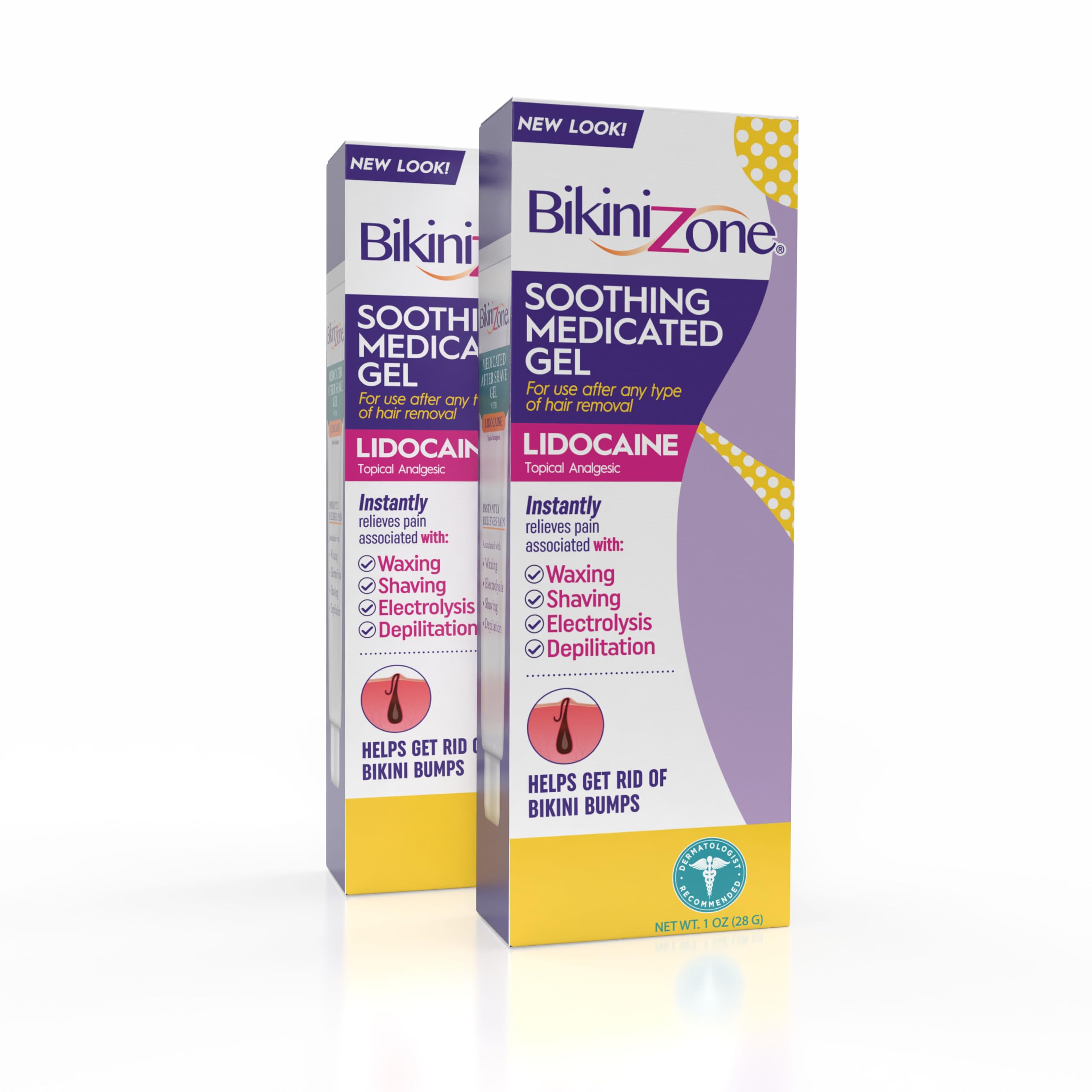 Bikini Zone medicated after shave gel bottle front view for quick razor bump relief