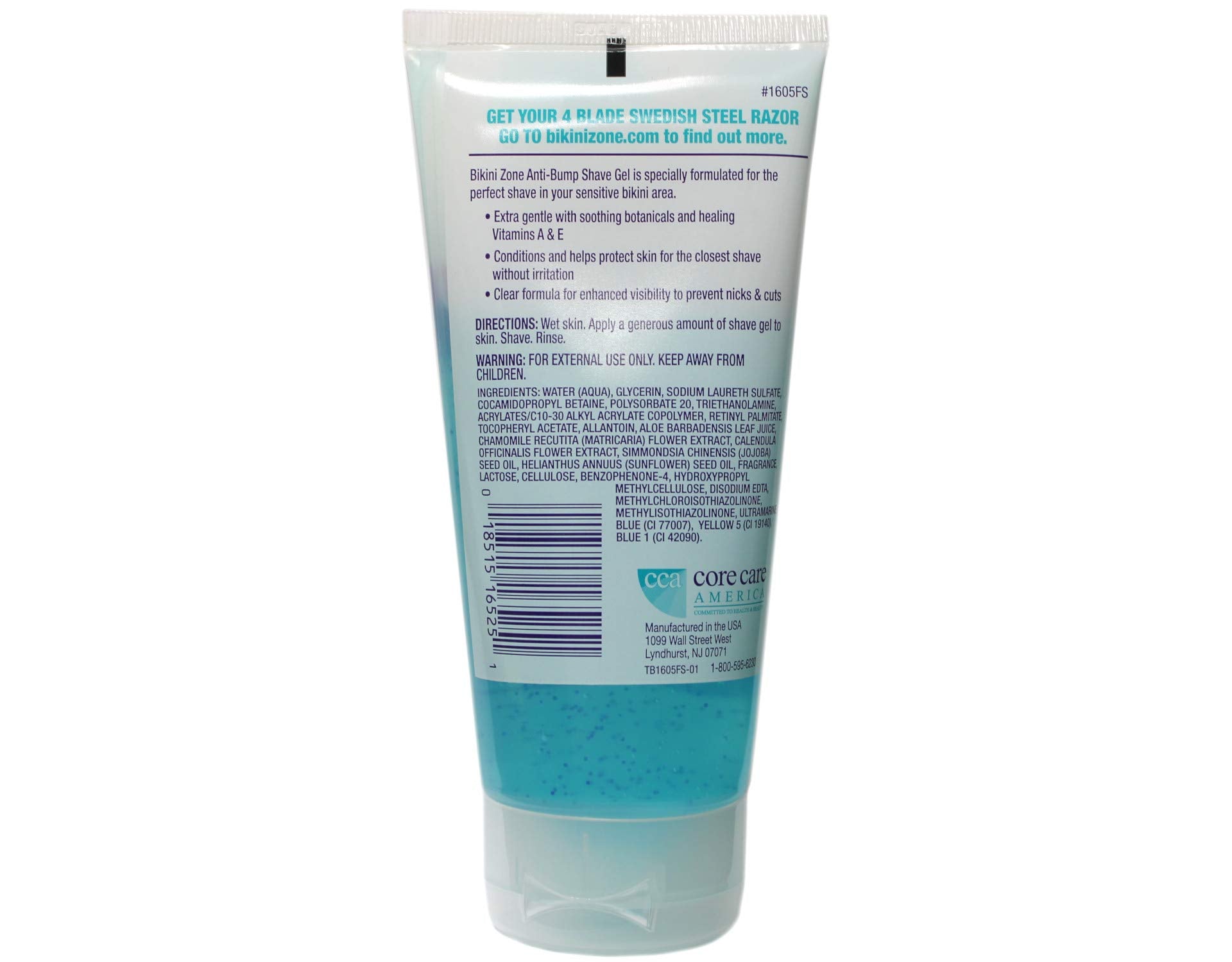 Bikini Zone shave gel pack image shows two bottles for value and travel.