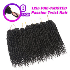 Bileaf passion twist crochet hair 12-inch ombre close-up reveals soft texture.