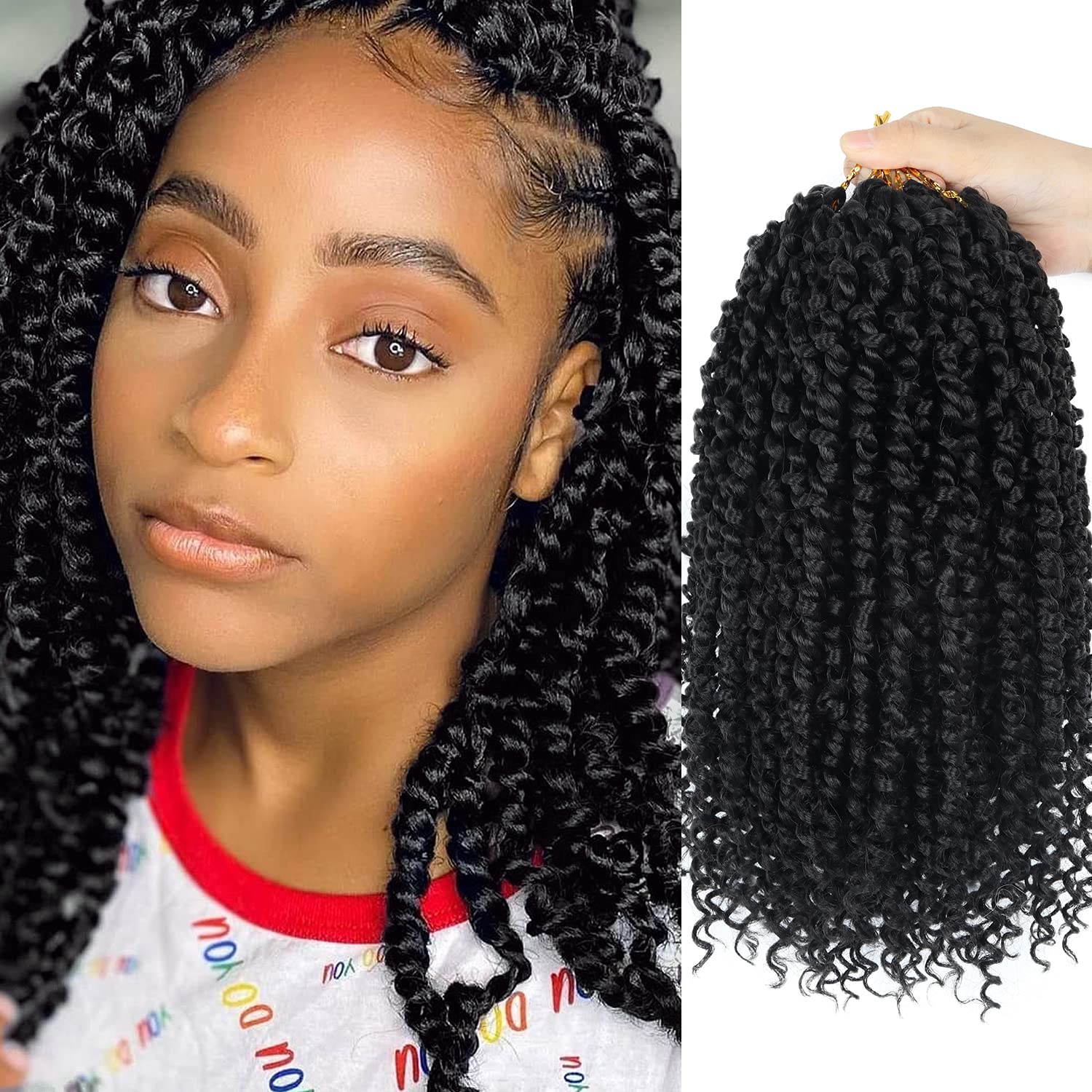 Bileaf passion twist crochet hair 12-inch ombre front view for easy, quick styling.