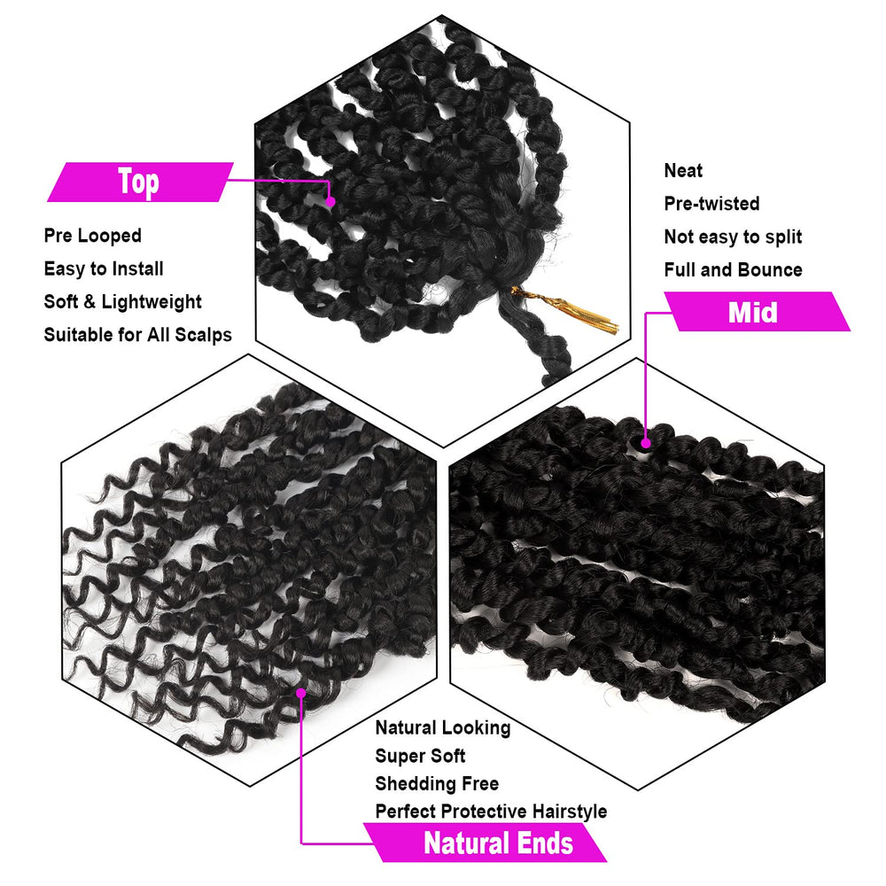 Bileaf passion twist crochet hair 96 strands total for fuller, natural-looking styles.