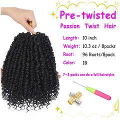 Bileaf passion twist crochet hair 8-pack packaging, economical full-head option.