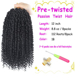 Bileaf pre-twisted passion twist crochet hair 12-inch ombre detail highlights easy install.
