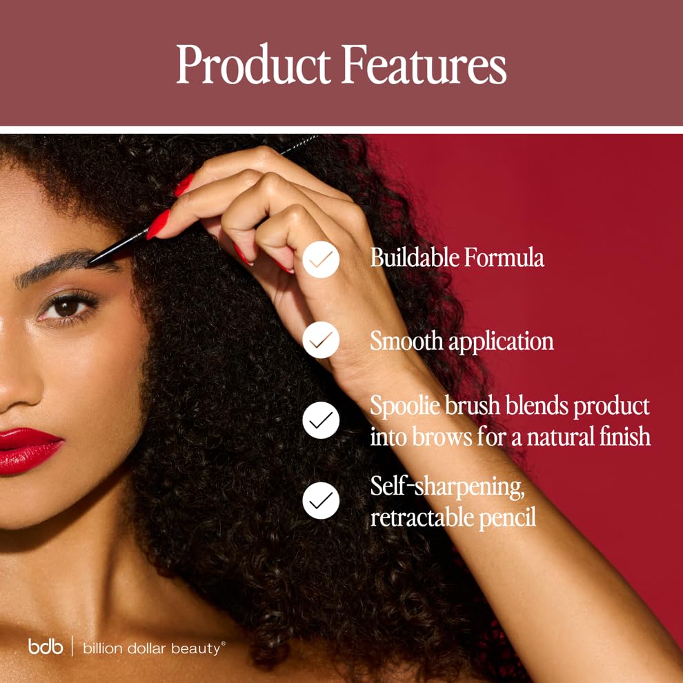 Billion Dollar Brows bdb Brow Pencil waterproof formula resists smudging during activities.