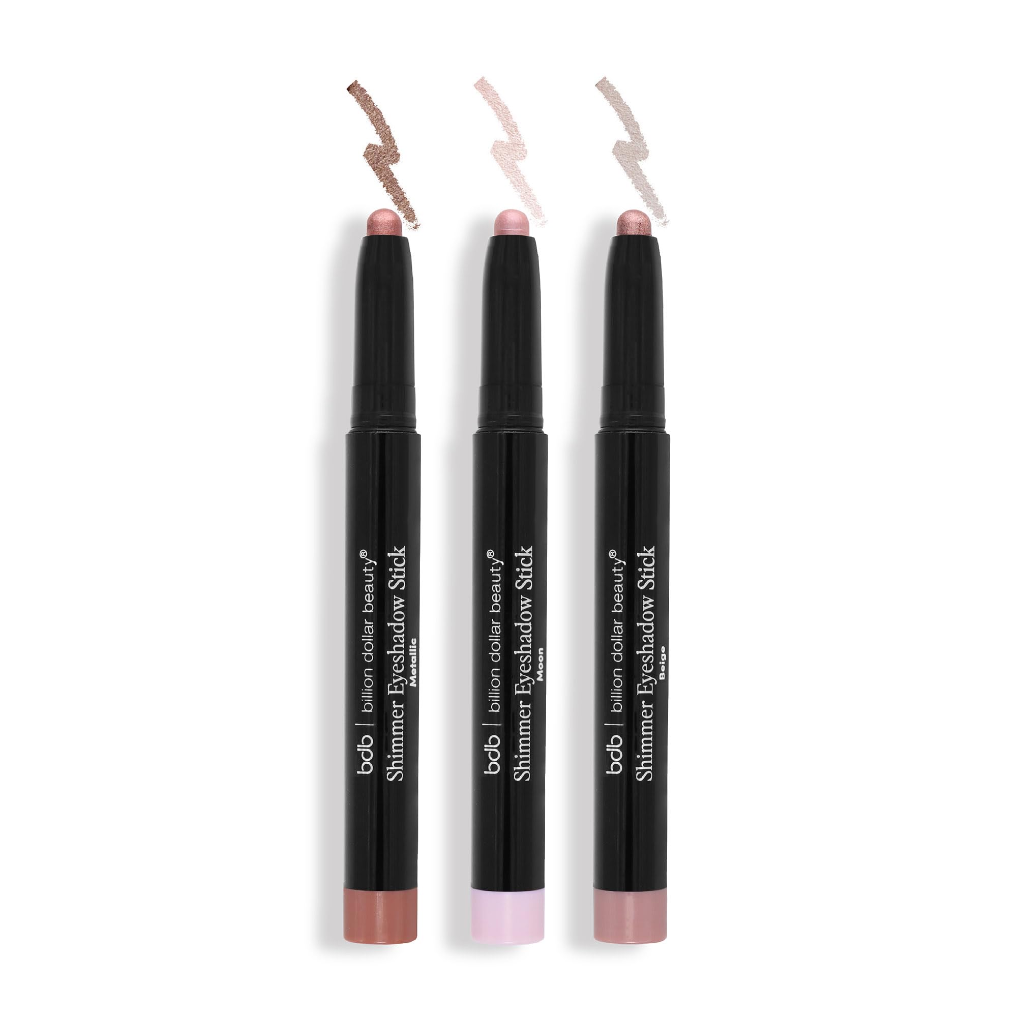 Billion Dollar Brows BDB Shimmer Eyeshadow Stick Amour swatch showing rose shimmer on skin