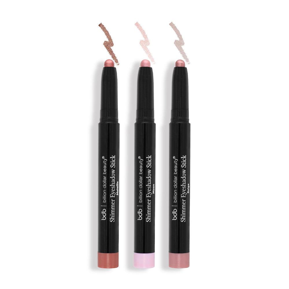 Billion Dollar Brows BDB Shimmer Eyeshadow Stick Amour swatch showing rose shimmer on skin