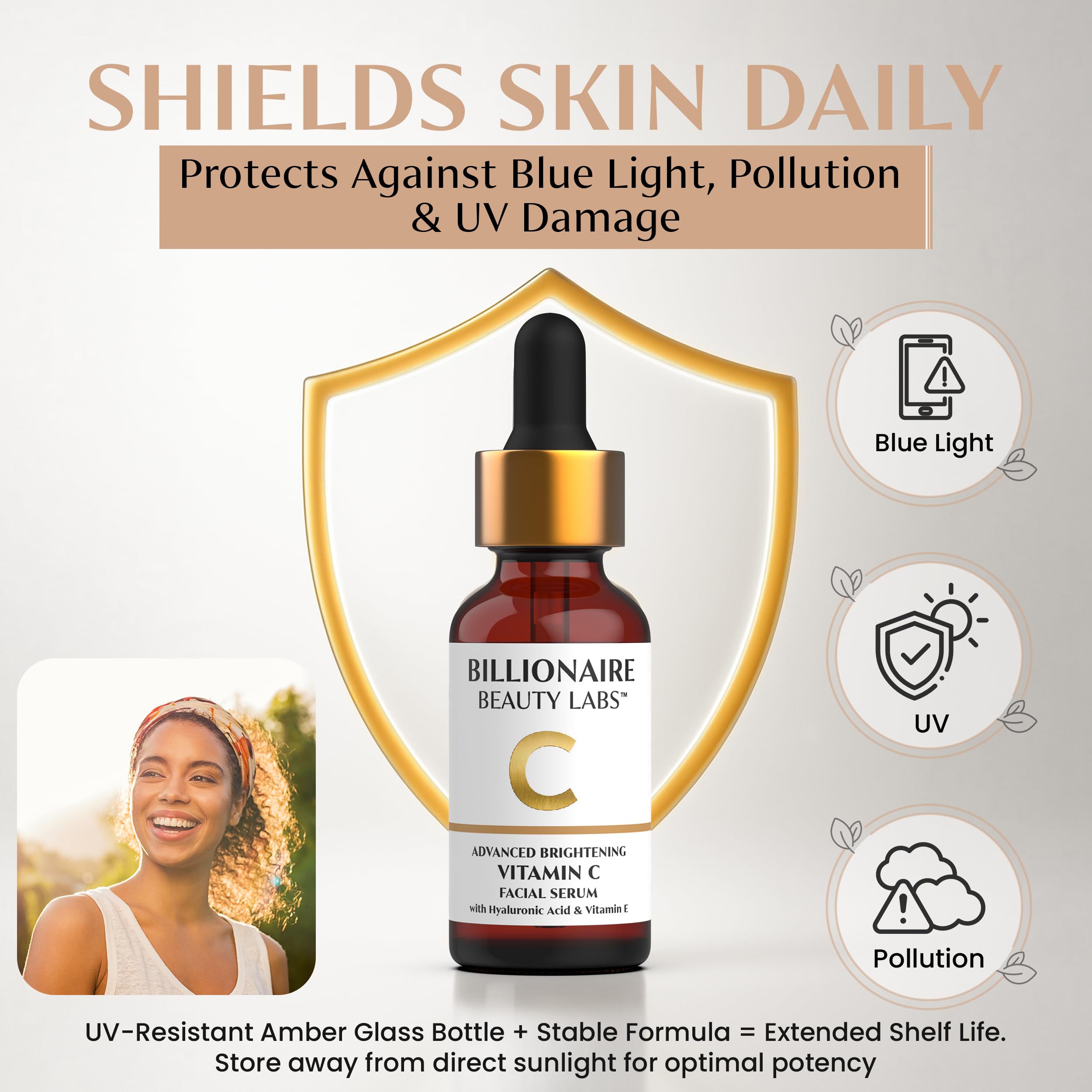 BILLIONAIRE BEAUTY LABS Vitamin C serum closeup texture shows smooth skin feel.