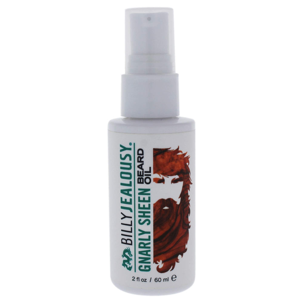 Billy Jealousy Beard Oil bottle close-up for hydrated, softer beard.