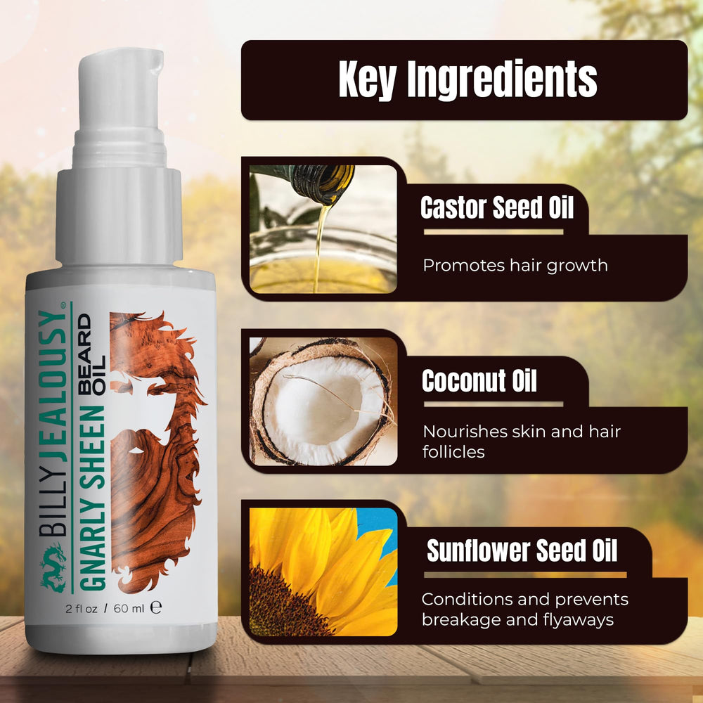 Billy Jealousy Beard Oil label close-up highlighting cruelty-free formula.
