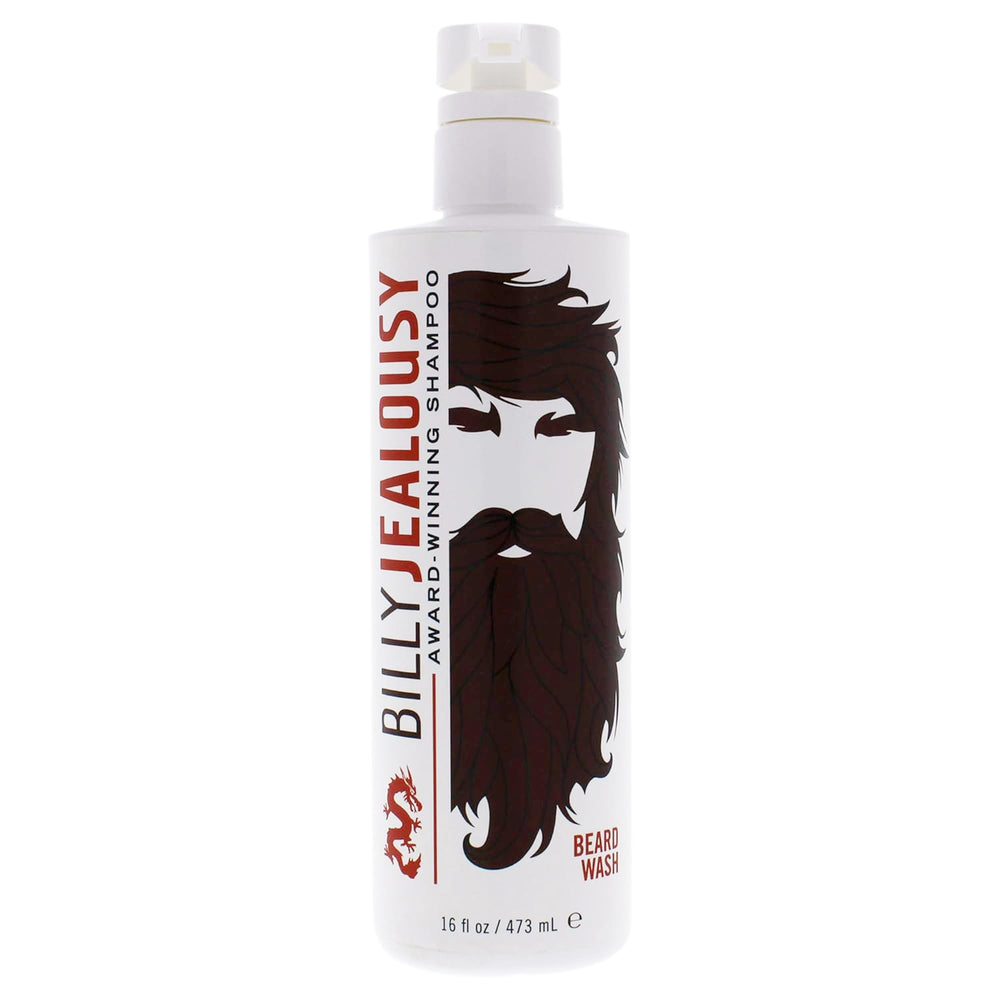 Billy Jealousy Beard Wash bottle in focus for easy beard cleansing and hydration.