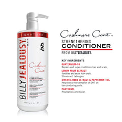 Applying Billy Jealousy Cashmere Coat to wet hair during routine.