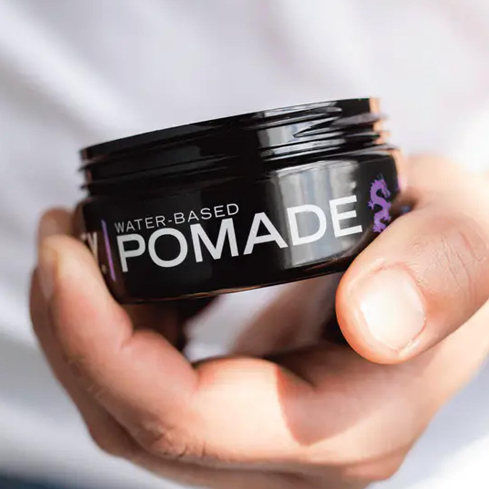 Color-safe Lunatic Fringe pomade suitable for color-treated hair.