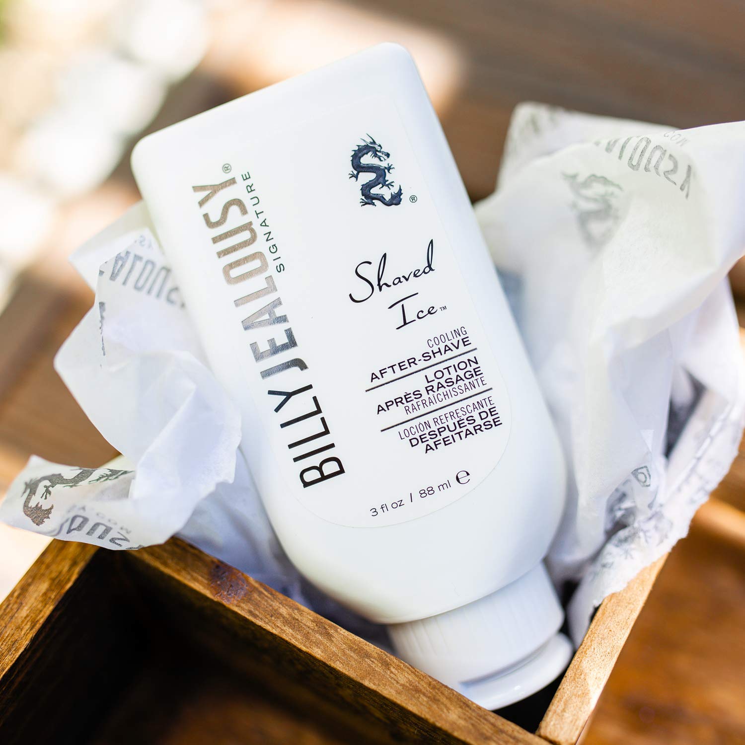 Billy Jealousy Shaved Ice balm application scene suggests easy post shave use