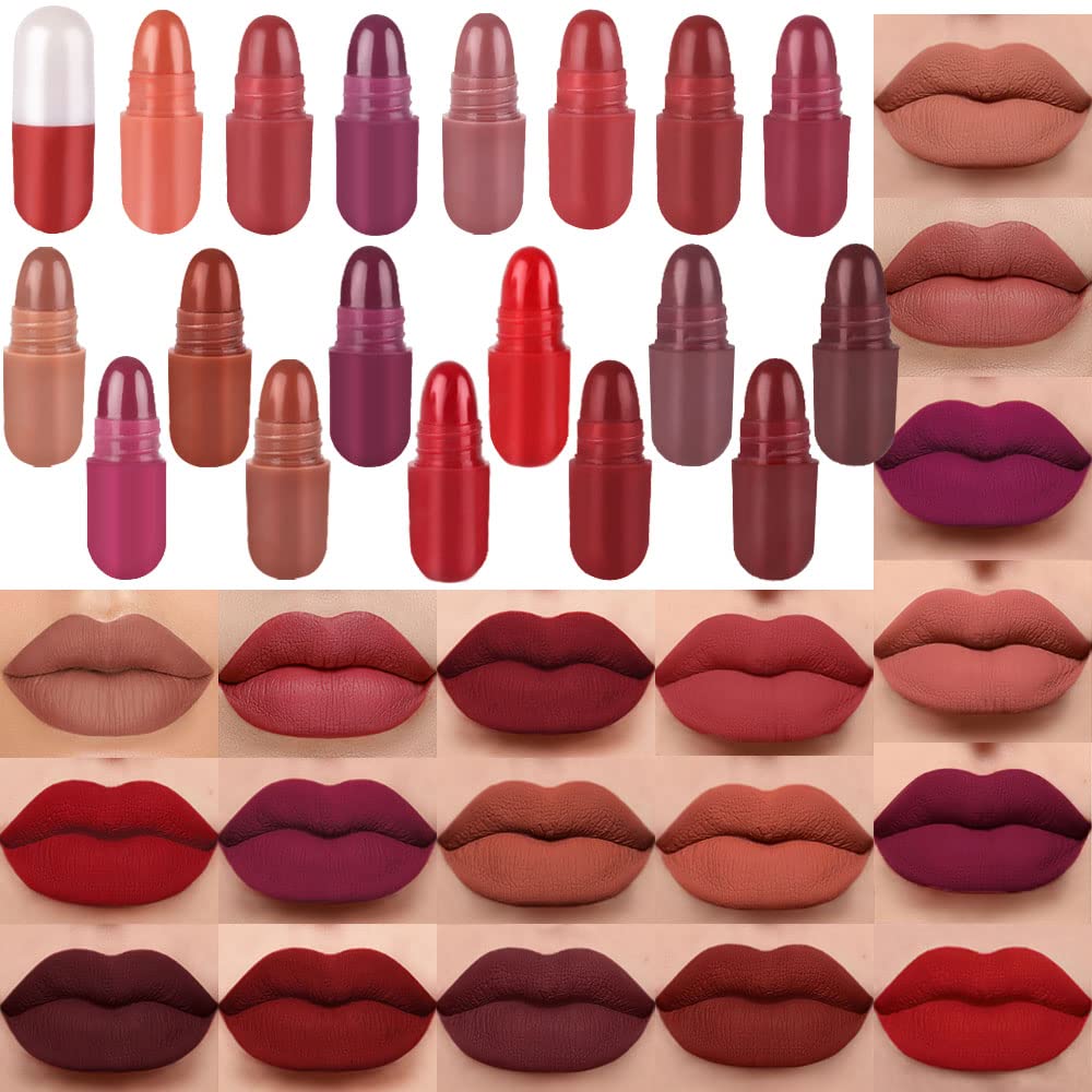 BINGBRUSH 18 colors matte lipstick capsules offer versatile shades for daily wear.