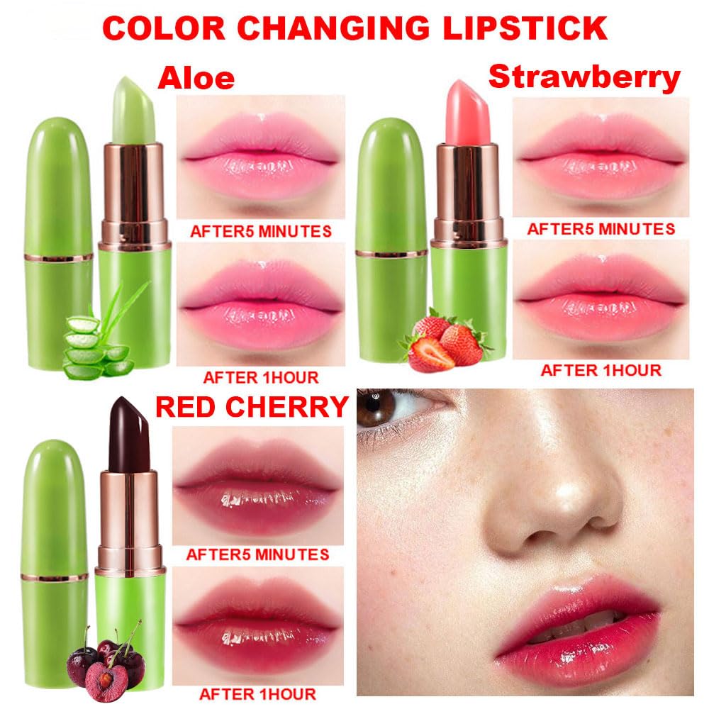 BINGBRUSH Aloe Vera color-changing lipstick close-up reveals glossy moisturizing sheen.