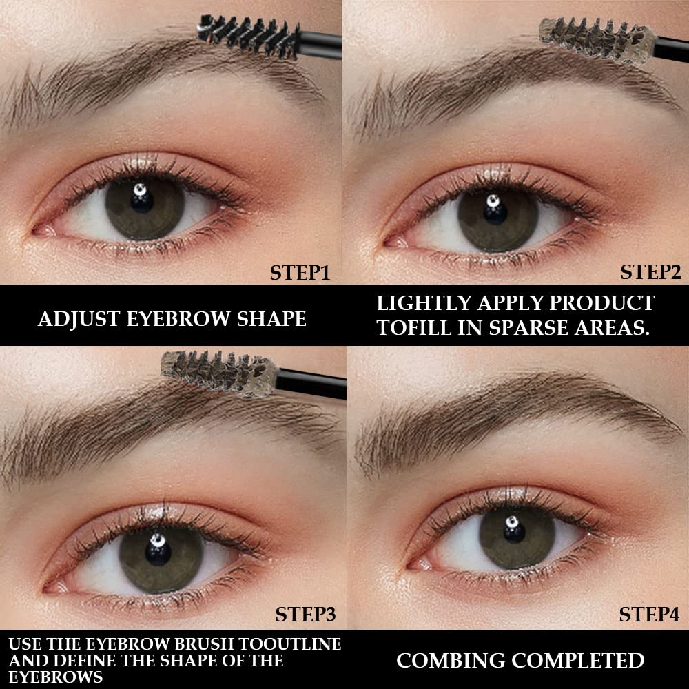 Before and after brow results with tinted gel.