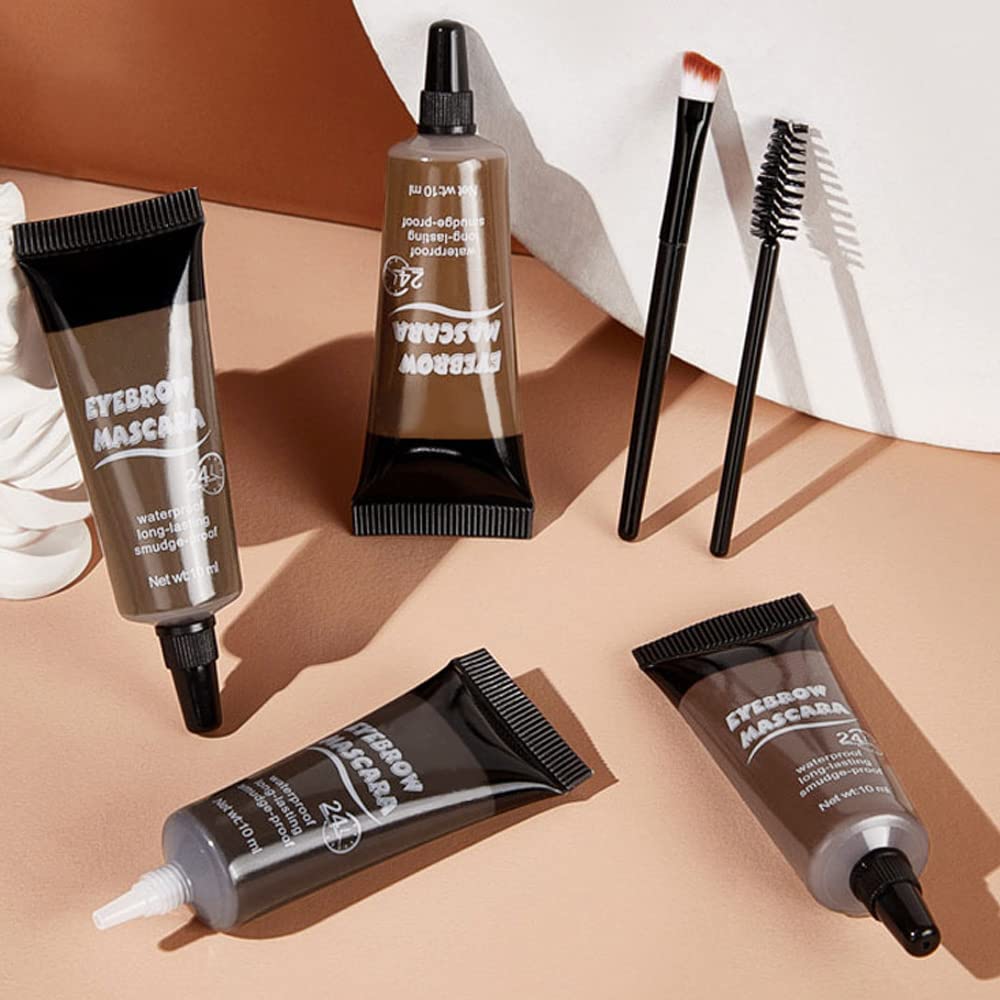 Smudge-resistant brow mascara enhances sparse areas with even coverage.
