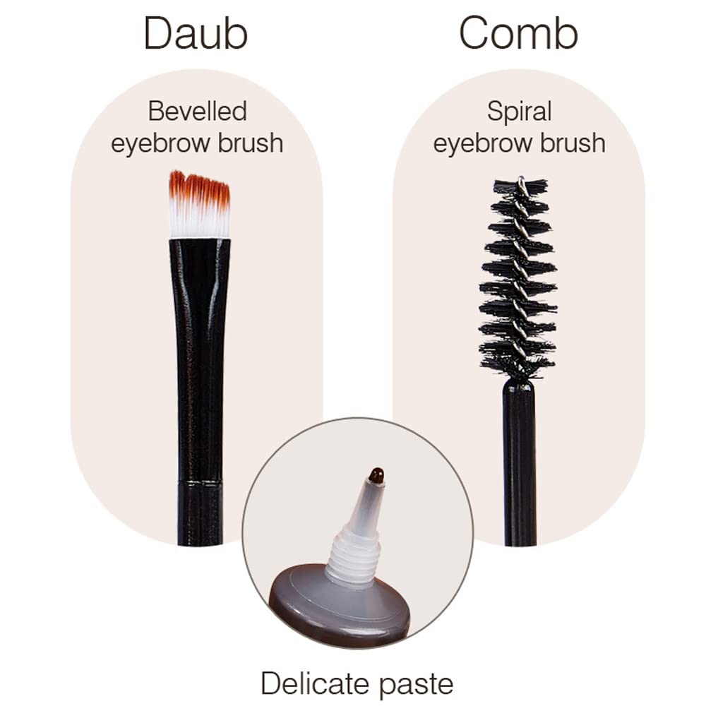 Waterproof and transfer-proof brow mascara keeps brows intact all day.
