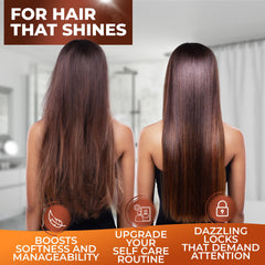 Frizz-control action shown, promising smoother, more manageable hair with Bingo Moroccan Argan Oil Shampoo.