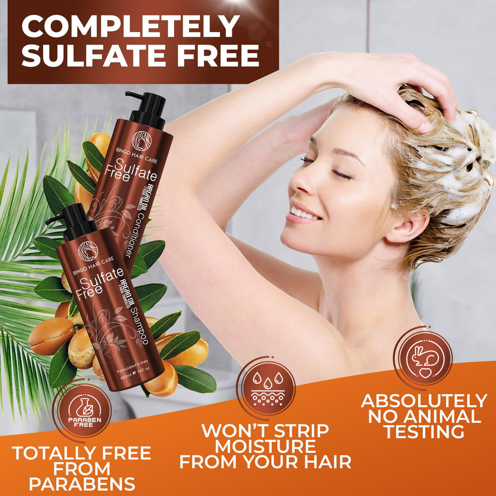 BINGO HAIR CARE Frizz Control and Shine Scene with the argan oil duo