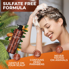 Hydrated, shiny-looking dry hair after using the argan oil shampoo.
