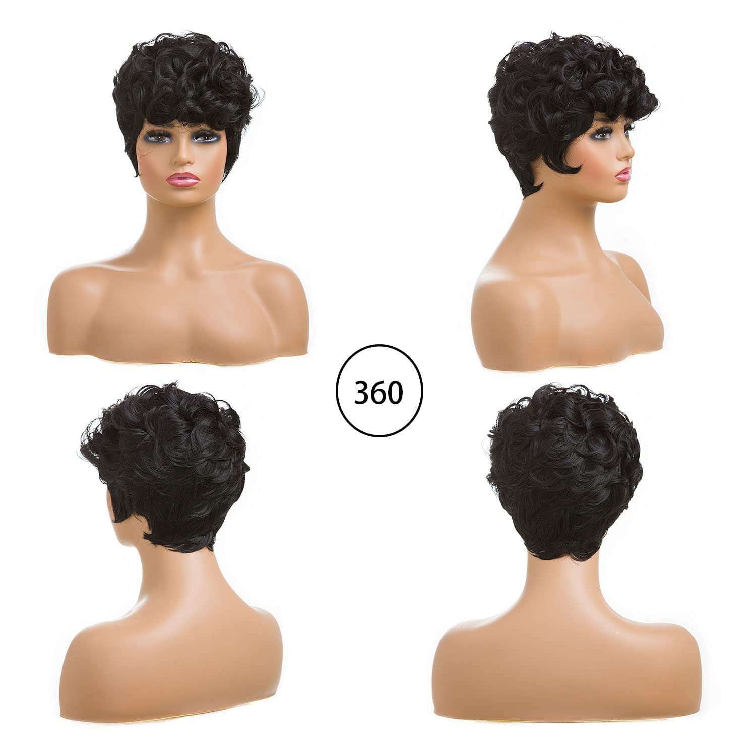 BingSing natural black pixie with bangs for versatile daily looks