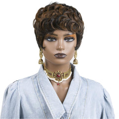 BingSing pixie wig with bangs shown from the side, versatile daily wear.