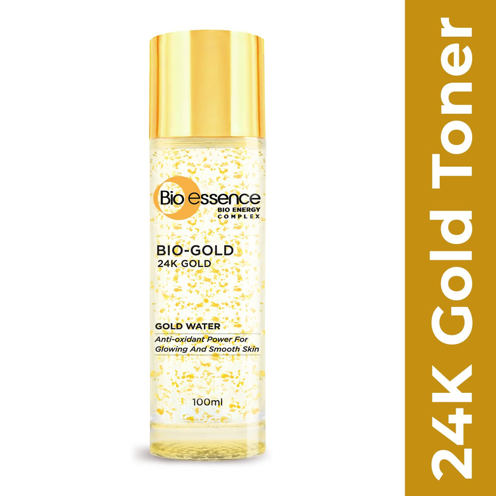 Bio Essence Bio-Gold Water liquid glow on skin for a radiant appearance.