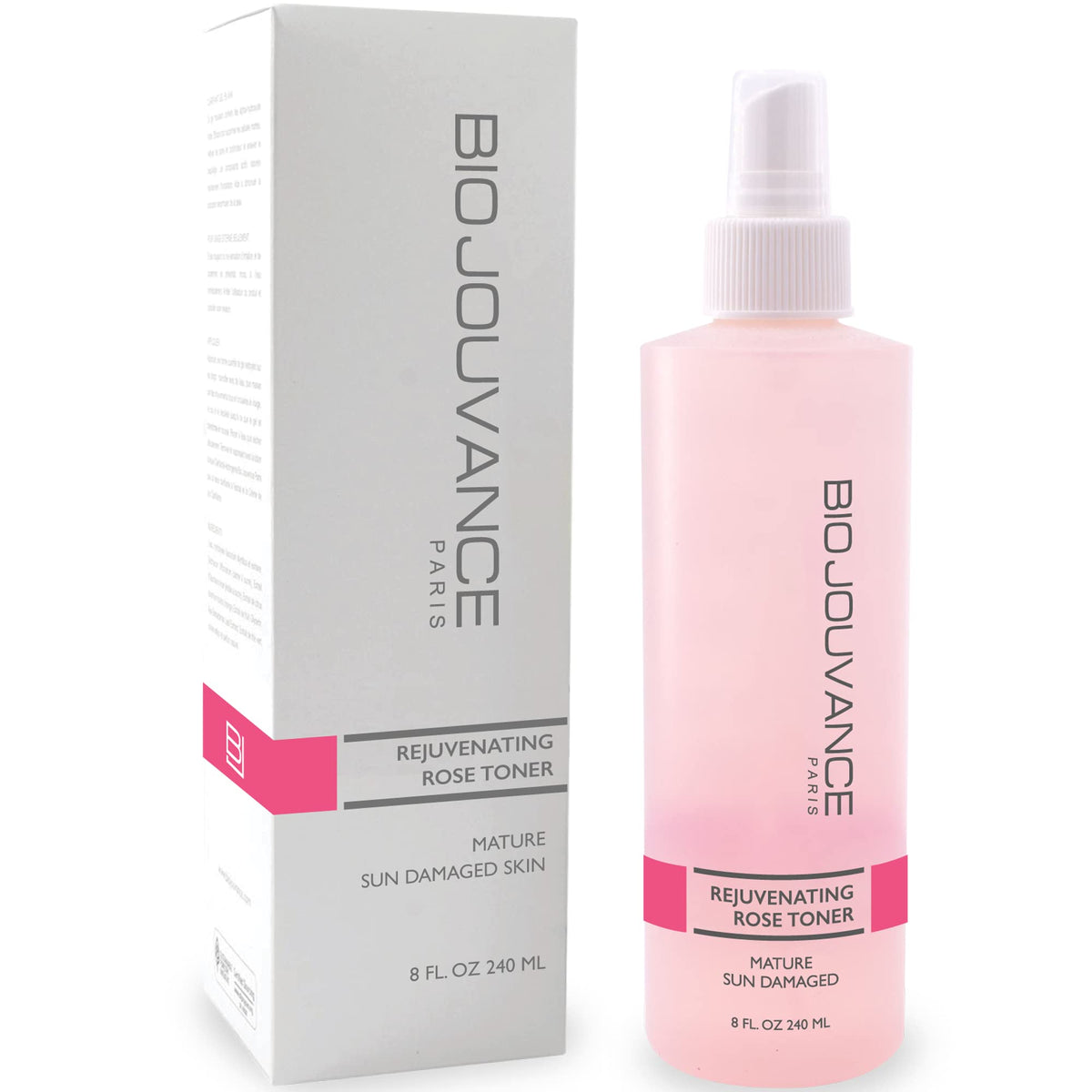 BIO JOUVANCE PARIS Rose Toner Spray bottle for easy, gentle hydrating application.