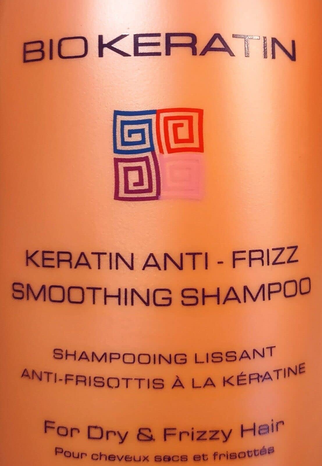 Bio PureOils Keratin Anti-Frizz Shampoo bottle—color-safe, sulfate-free, for smoother, manageable hair.