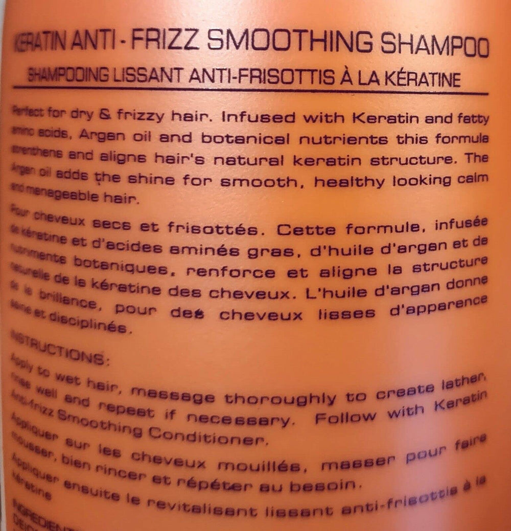 Bio PureOils Keratin Shampoo ingredients close-up—argan oil and botanical nutrients for shine.