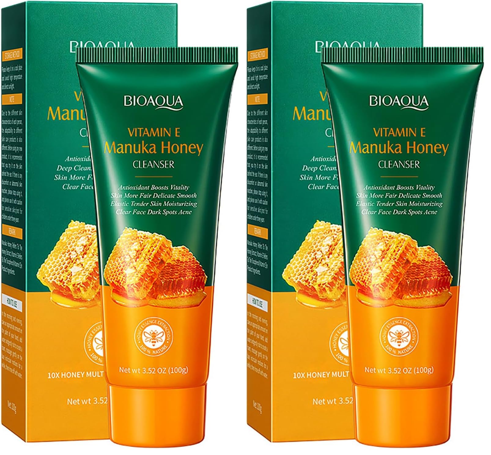 BIOAQUA Manuka Honey Cleanser foam closeup showing rich lather for gentle cleansing.