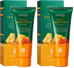 BIOAQUA Manuka Honey Cleanser foam closeup showing rich lather for gentle cleansing.
