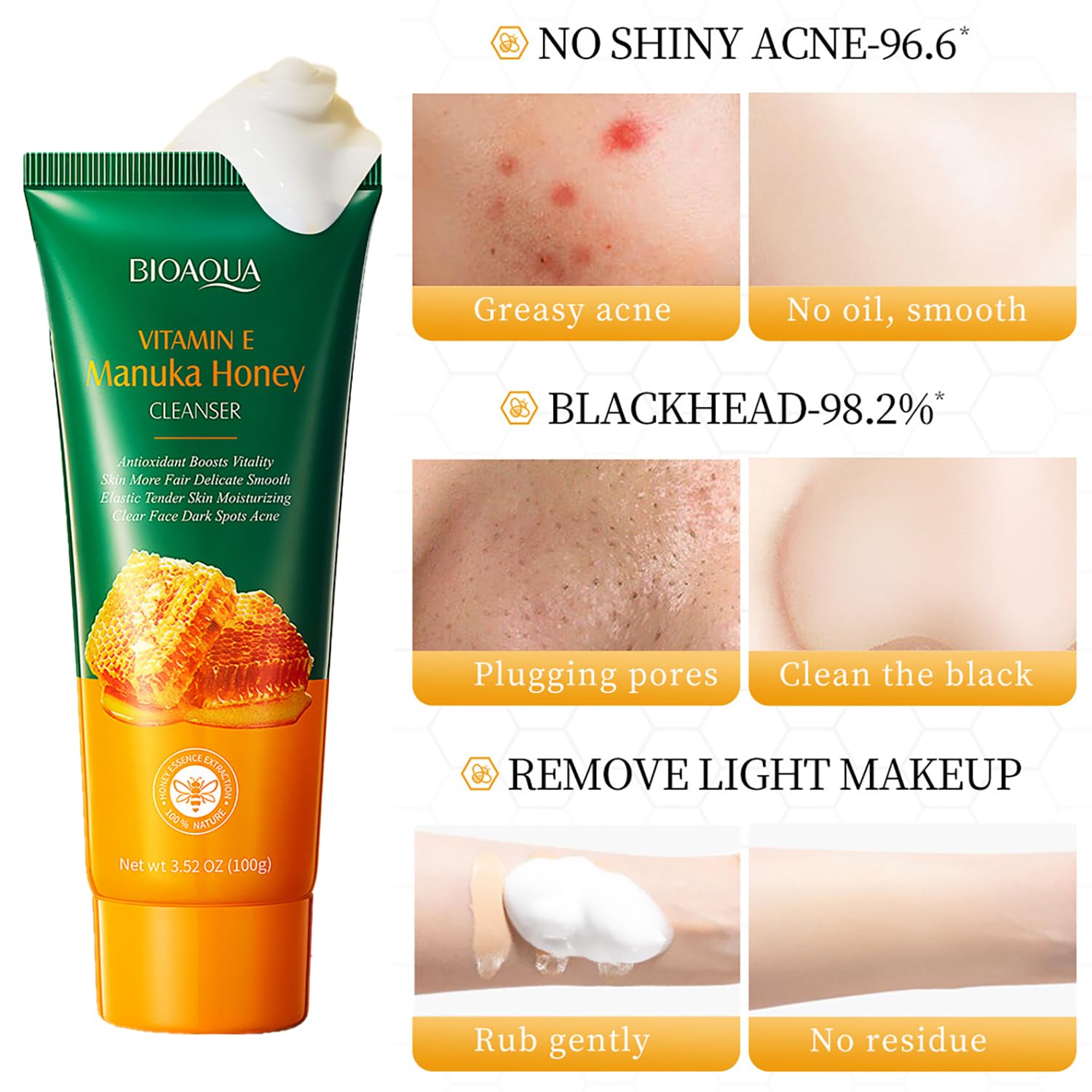 BIOAQUA Manuka Honey Cleanser 2-pack packaging highlighting value and convenience.