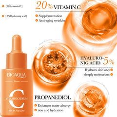 BIOAQUA Vitamin C Serum dropper close-up demonstrates precise application